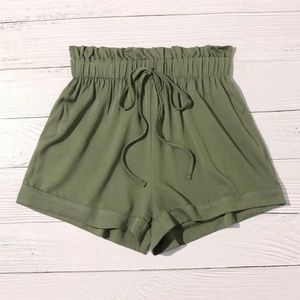 Front Tie Paper-bag Waist Shorts